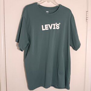 Levi's  mens relaxed  fit logo tshirt large  green 100% cotton  crew